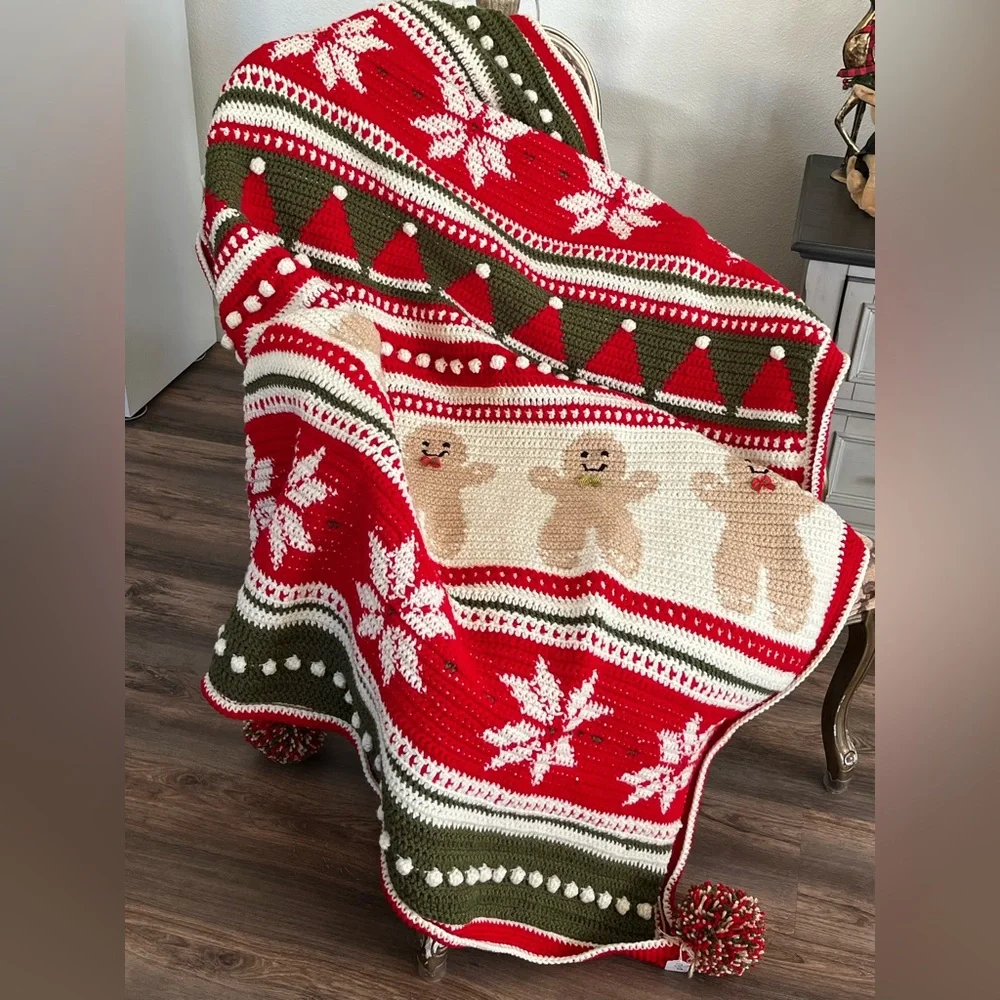 #3011 NEW Hand Crochet Holiday Throw